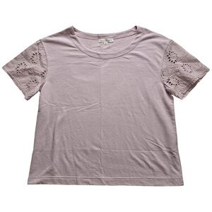 Jane + Delancey Eyelet Sleeve Tee Cottagecore Boho Lavender Women’s M